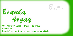 bianka argay business card